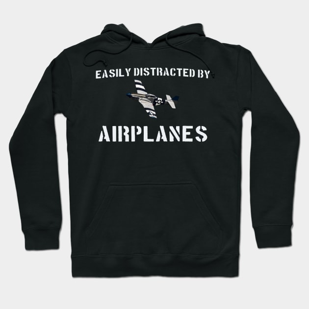 Airplane Airshow Merch P-51 MUSTANG WW2 Hoodie by Dirty Custard Designs 